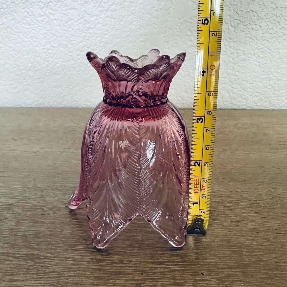 Vintage Fenton Pink Depression Glass Reversible Tulip Candle Holder - Picture 3 of 5